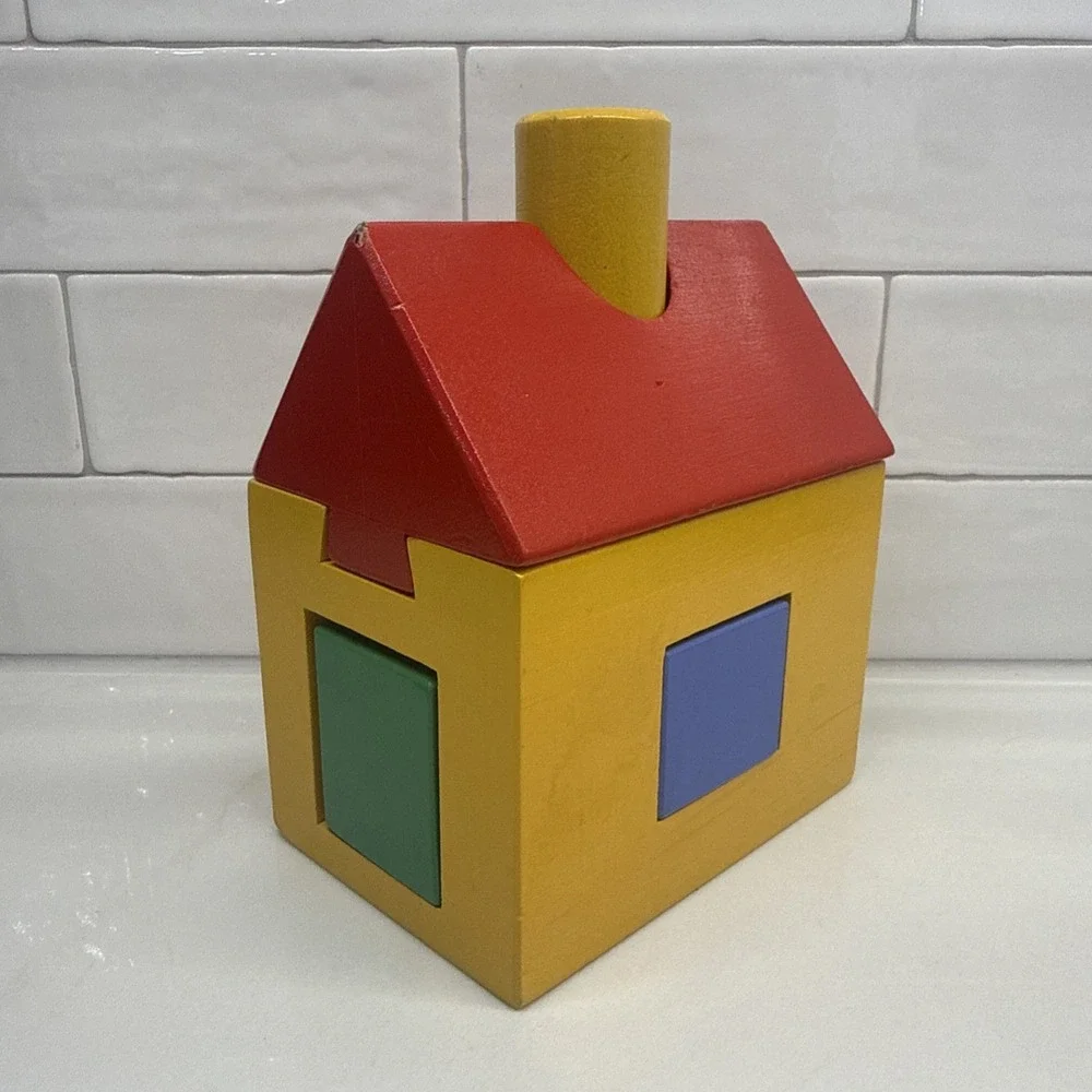 Vintage IKEA Primary Colors Wooden House Toy Puzzle 1980's-90's - Fast Shipping!